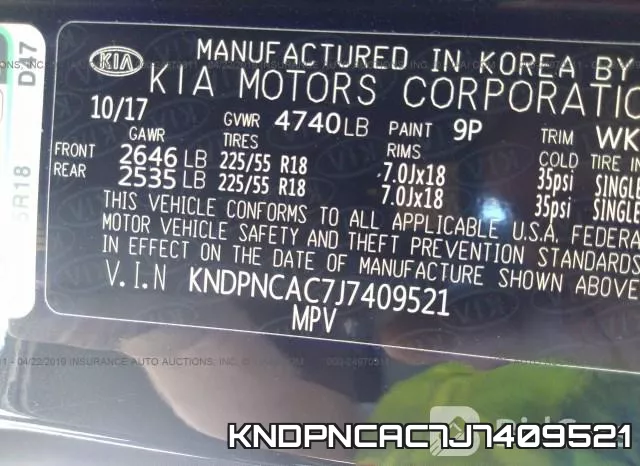 KNDPNCAC7J7409521 фото 10