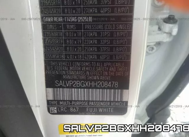 SALVP2BGXHH208478 фото 10
