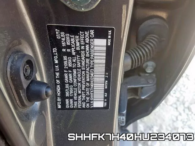 SHHFK7H40HU234073 фото 2