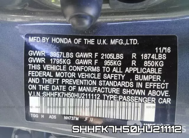 SHHFK7H50HU211112 фото 9