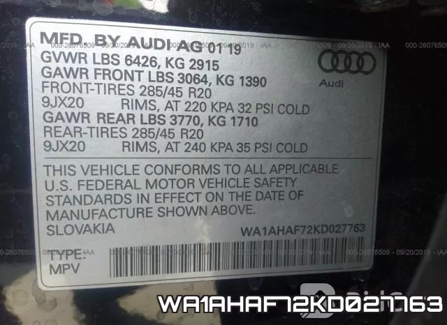 WA1AHAF72KD027763 фото 10