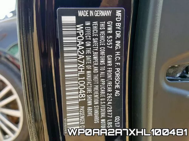 WP0AA2A7XHL100481 фото 2
