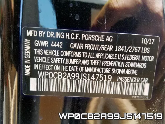 WP0CB2A99JS147519 фото 2