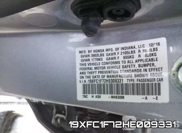 19XFC1F72HE009331 фото 10