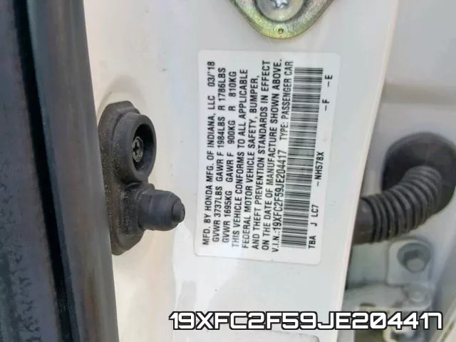 19XFC2F59JE204417 фото 2