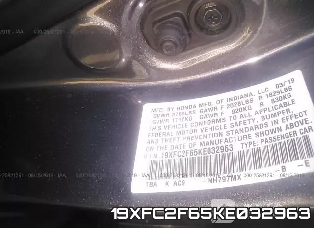 19XFC2F65KE032963 фото 10