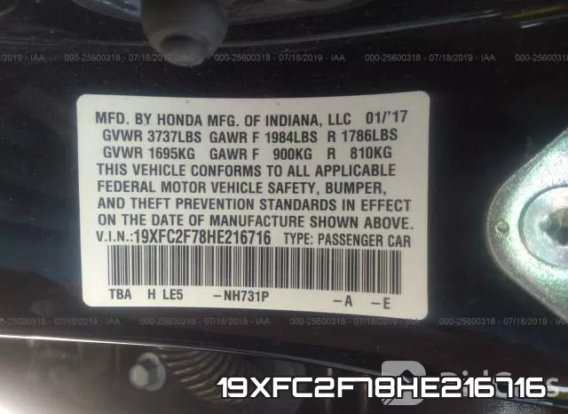 19XFC2F78HE216716 фото 10