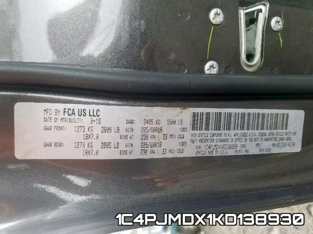 1C4PJMDX1KD138930 фото 2