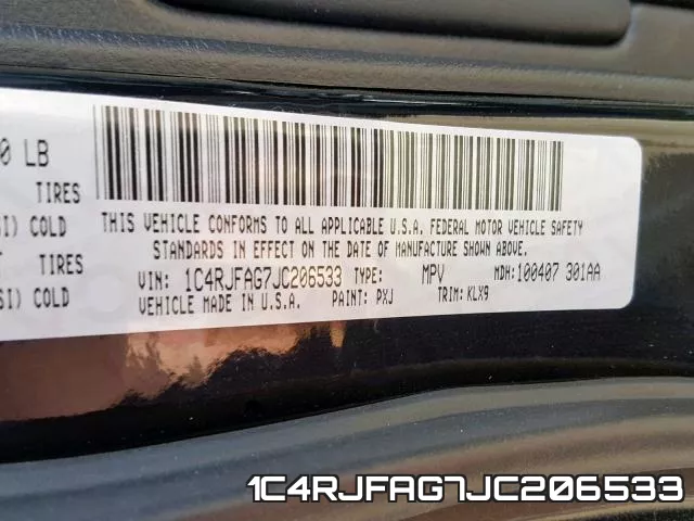 1C4RJFAG7JC206533 фото 2