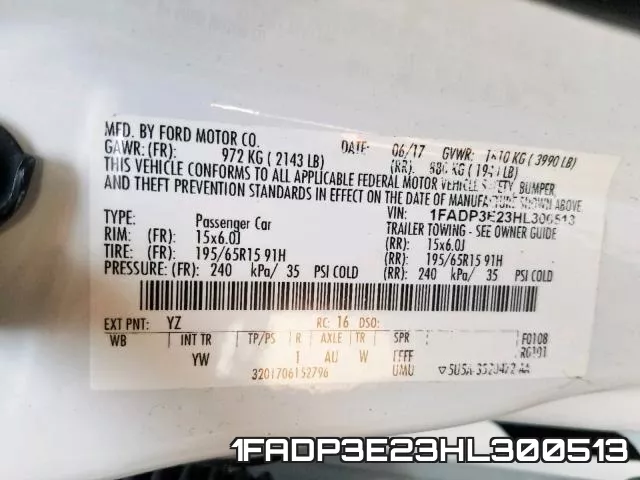 1FADP3E23HL300513 фото 2