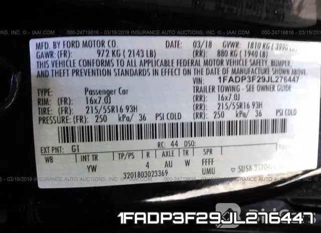 1FADP3F29JL276447 фото 10