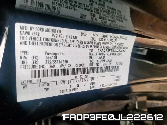 1FADP3FE0JL222612 фото 2