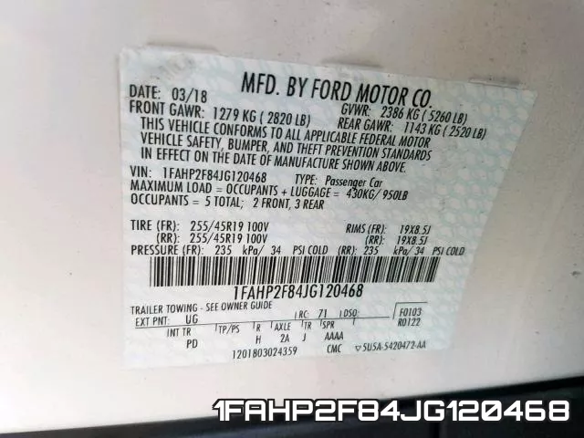 1FAHP2F84JG120468 фото 2