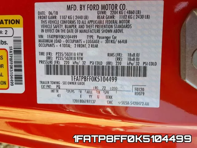 1FATP8FF0K5104499 фото 2