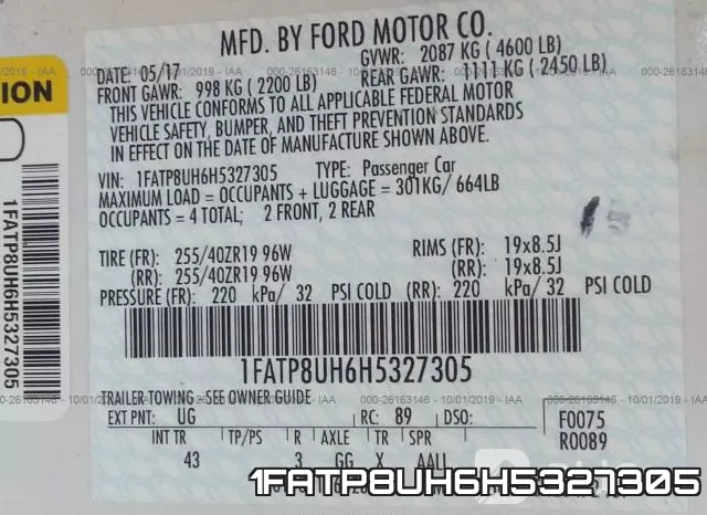 1FATP8UH6H5327305 фото 10