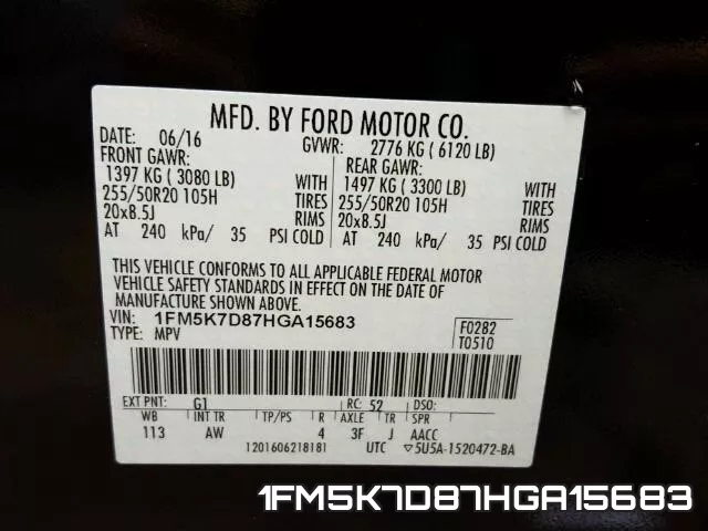 1FM5K7D87HGA15683 фото 2