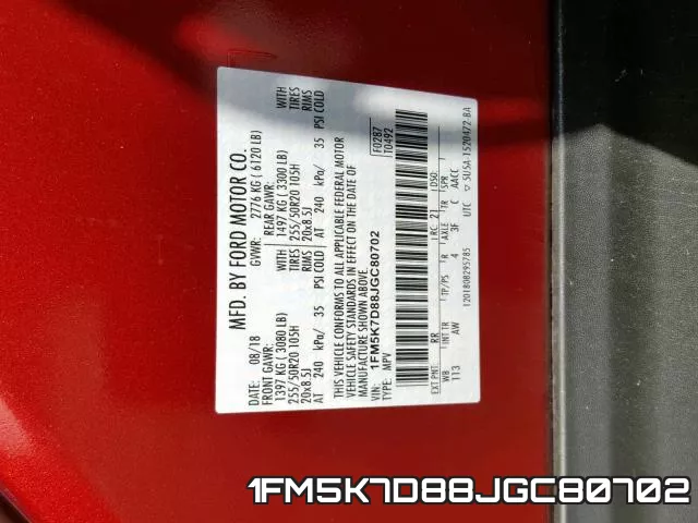 1FM5K7D88JGC80702 фото 2