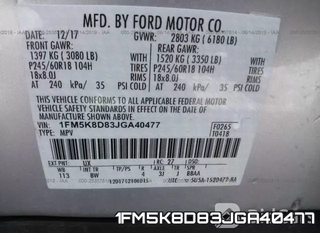 1FM5K8D83JGA40477 фото 10