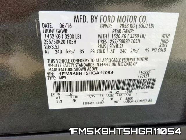 1FM5K8HT5HGA11054 фото 2