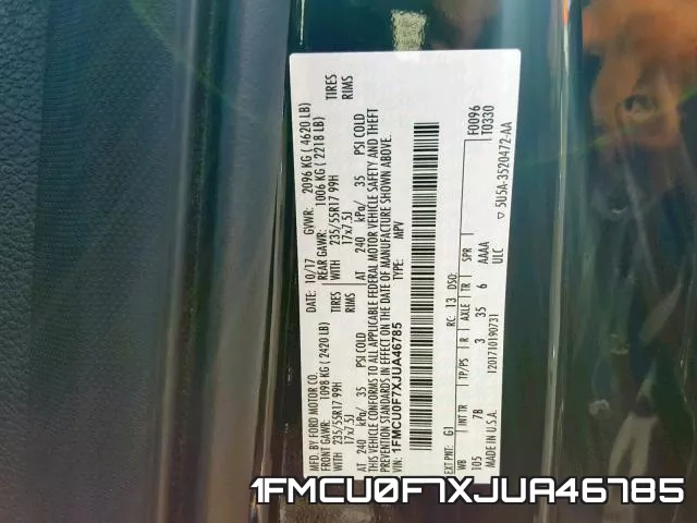 1FMCU0F7XJUA46785 фото 2