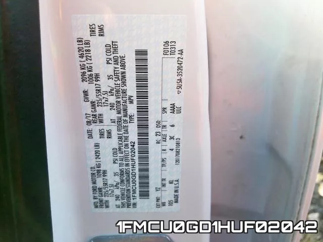 1FMCU0GD1HUF02042 фото 2