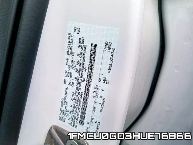 1FMCU0GD3HUE76866 фото 2