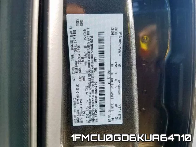 1FMCU0GD6KUA64710 фото 2