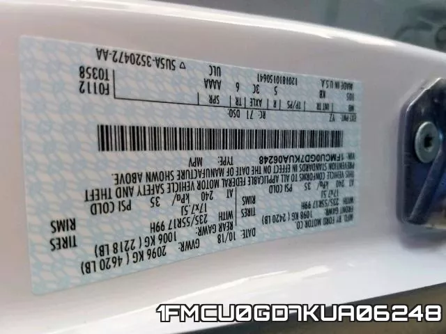 1FMCU0GD7KUA06248 фото 2