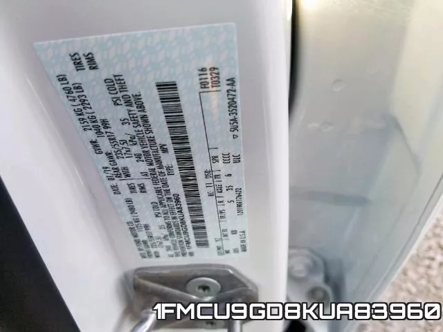 1FMCU9GD8KUA83960 фото 2