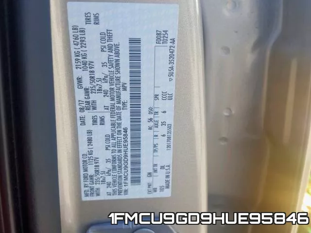 1FMCU9GD9HUE95846 фото 2