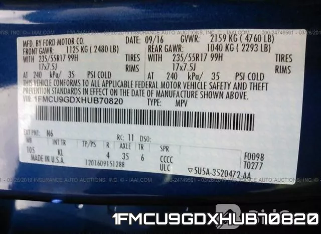 1FMCU9GDXHUB70820 фото 10
