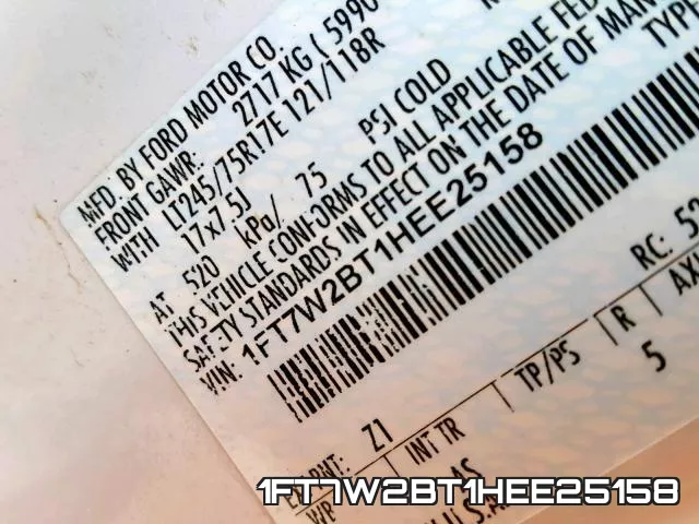 1FT7W2BT1HEE25158 фото 2