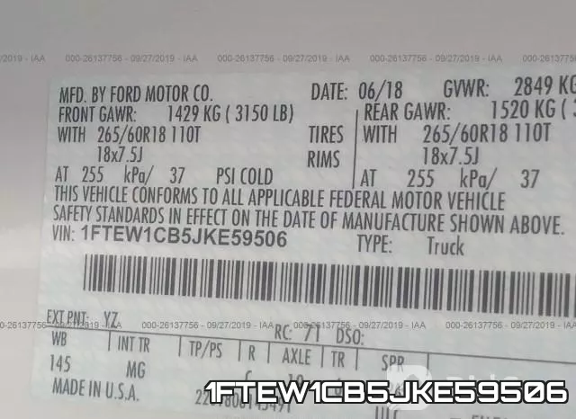 1FTEW1CB5JKE59506 фото 10
