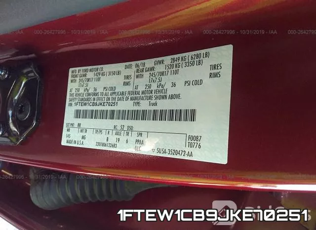 1FTEW1CB9JKE70251 фото 10