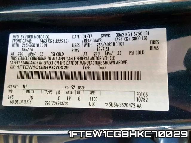 1FTEW1CG8HKC70029 фото 2