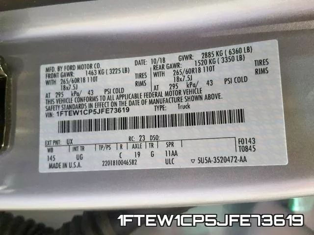 1FTEW1CP5JFE73619 фото 2