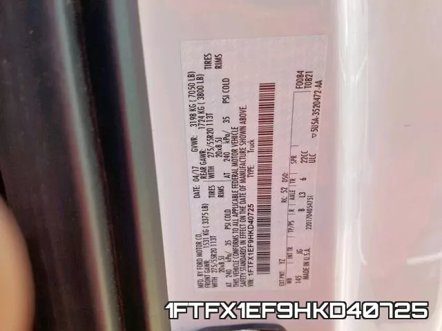 1FTFX1EF9HKD40725 фото 2