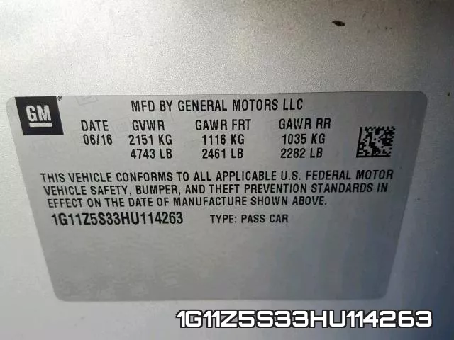 1G11Z5S33HU114263 фото 2