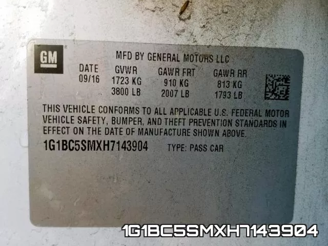 1G1BC5SMXH7143904 фото 2