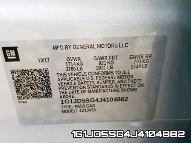 1G1JD5SG4J4104882 фото 2