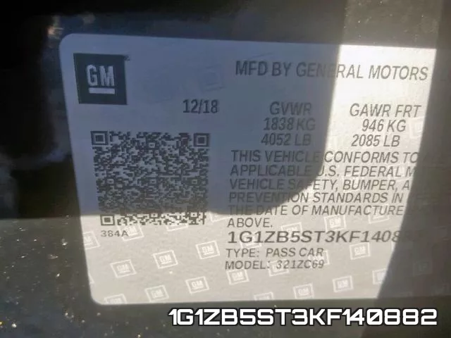 1G1ZB5ST3KF140882 фото 2