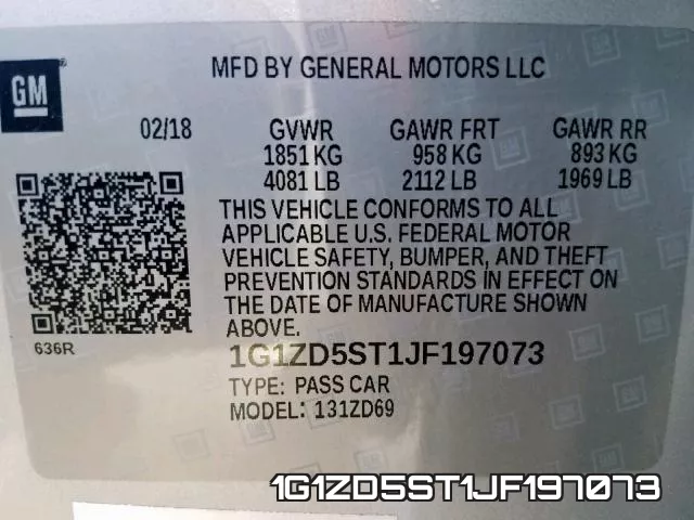 1G1ZD5ST1JF197073 фото 2