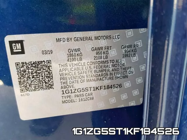 1G1ZG5ST1KF184526 фото 2