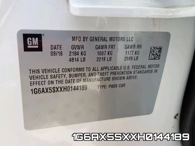 1G6AX5SXXH0144189 фото 2