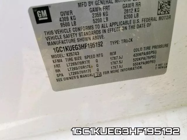 1GC1KUEG3HF195192 фото 2