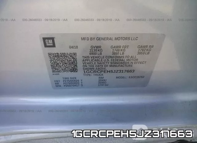 1GCRCPEH5JZ317663 фото 10