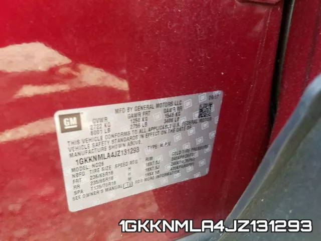 1GKKNMLA4JZ131293 фото 2