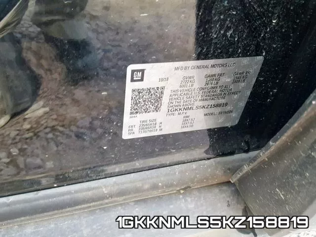 1GKKNMLS5KZ158819 фото 2