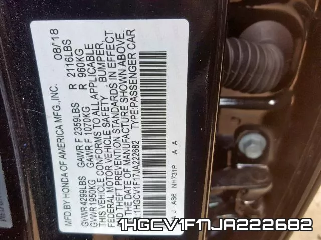 1HGCV1F17JA222682 фото 2