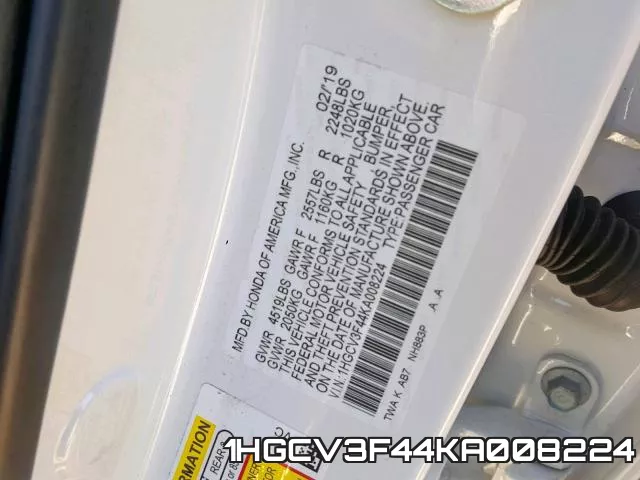 1HGCV3F44KA008224 фото 2